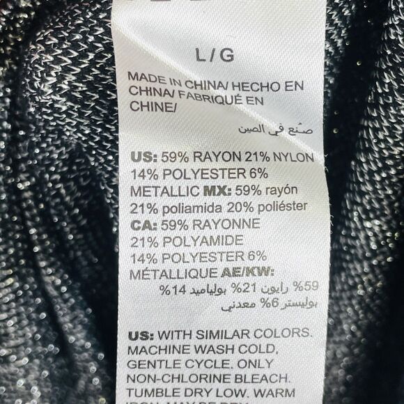 Soma Black Silver Metallic Long Sleeve Duster Cardigan Sweater Womens Large - Picture 7 of 7